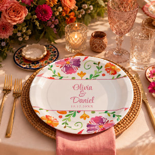 farbenfrohe mexikanische Fiesta Wedding Pappteller