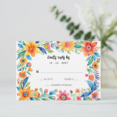 farbenfrohe mexikanische Fiesta Wedding RSVP Karte (Stehend Vorderseite)
