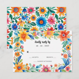farbenfrohe mexikanische Fiesta Wedding RSVP Karte