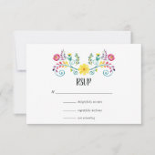 Farbenfrohe mexikanische Fiesta Wedding RSVP Karte (Vorderseite)