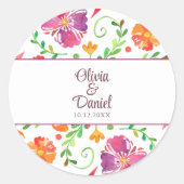 farbenfrohe mexikanische Fiesta Wedding Runder Aufkleber (Vorderseite)