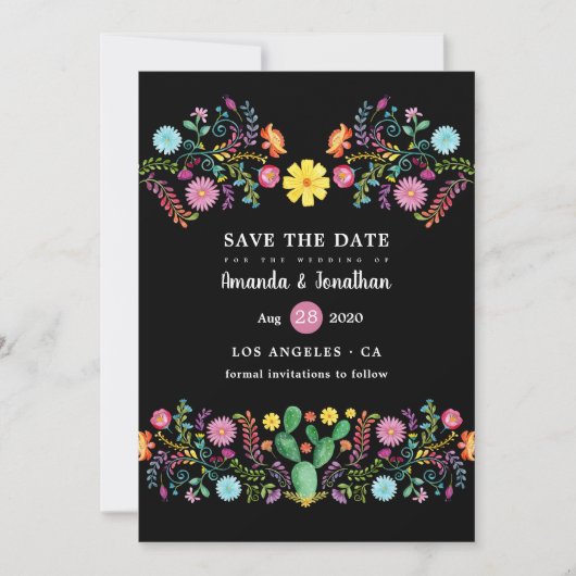 farbenfrohe mexikanische Fiesta Wedding Save The Date (Vorderseite)