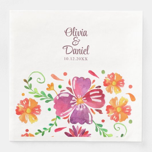 farbenfrohe mexikanische Fiesta Wedding Serviette (Vorderseite)