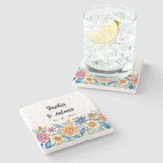 farbenfrohe mexikanische Fiesta Wedding Steinuntersetzer
