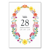 Farbenfrohe mexikanische Fiesta Wedding Tischnummer (Rückseite)
