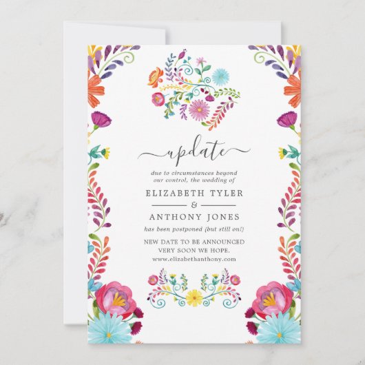 Farbenfrohe mexikanische Fiesta Wedding Update Einladung (Vorderseite)