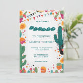 Farbenfrohe mexikanische Fiesta zum Geburtstag Einladung (Stehend Vorderseite)