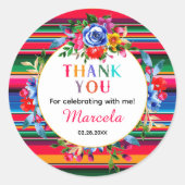 Farbenfrohe mexikanische Flora und Serape Vielen D Runder Aufkleber (Vorderseite)