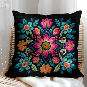 Farbenfrohe mexikanische Floral Fiesta Patter Kissen