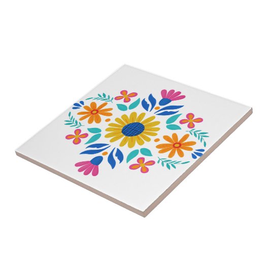 Farbenfrohe mexikanische Folklore Fliese (Seite)