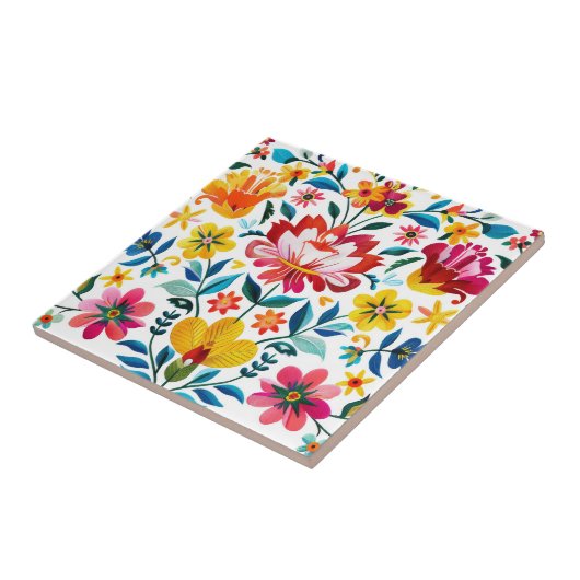 Farbenfrohe mexikanische Folklore Fliese (Seite)