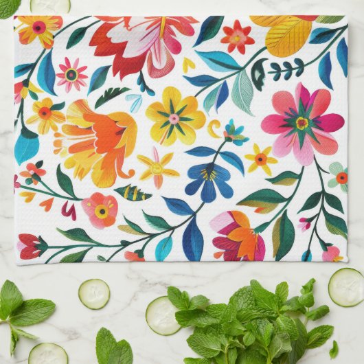 Farbenfrohe mexikanische Folklore Geschirrtuch (Gefaltet)