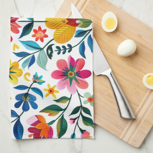 Farbenfrohe mexikanische Folklore Geschirrtuch (Viertel Falte)