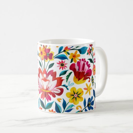 Farbenfrohe mexikanische Folklore Kaffeetasse (VorderseiteRechts)