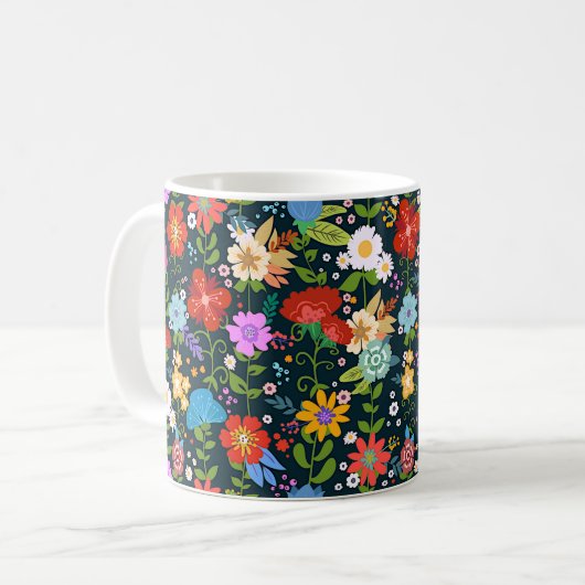 Farbenfrohe mexikanische Folklorekunst Kaffeetasse (Vorderseite Links)