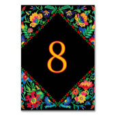 farbenfrohe mexikanische Hochzeit Tischnummer (Vorderseite)