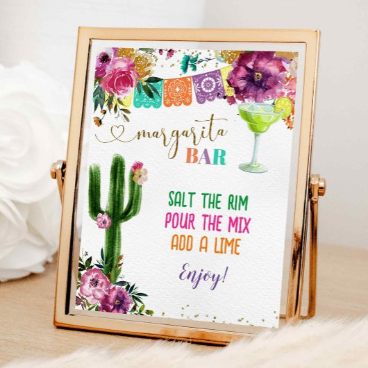 Farbenfrohe mexikanische Margarita Bar Sign Poster