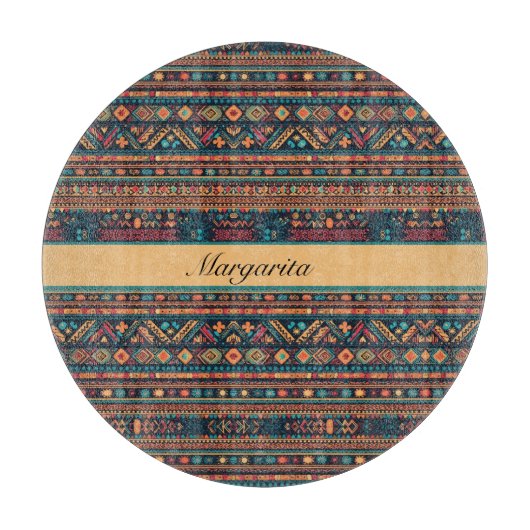 Farbenfrohe mexikanische Muster anpassbar Schneidebrett (Vorderseite)