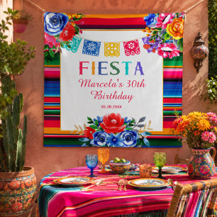 Farbenfrohe mexikanische Serape Floral Fiesta Wandteppich