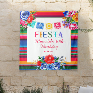Farbenfrohe mexikanische Serape Floral Fiesta Wandteppich