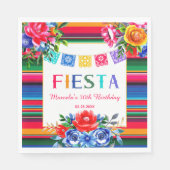 Farbenfrohe mexikanische Serape & florale Fiesta G Serviette (Vorderseite)