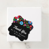 Farbenfrohe mexikanische Stickerei auf Black Danke Geschenkanhänger (Beispiel)