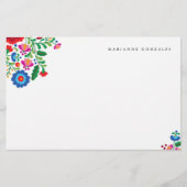 Farbenfrohe mexikanische Stickerei Individuelle Na Briefpapier (Vorderseite)