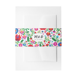 Farbenfrohe mexikanische Stickerei Monogram Weddin Einladungsbanderole