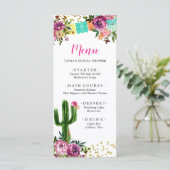 Farbenfrohe mexikanische Taco über Liebe Brautpart Menükarte (Stehend Vorderseite)