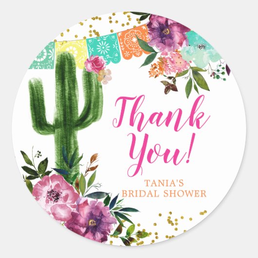 Farbenfrohe mexikanische Taco über Liebe Danke Sti Runder Aufkleber (Vorderseite)