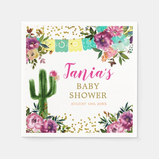 Farbenfrohe mexikanische Taco über Liebe Paper Nap Serviette (Vorderseite)