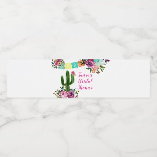 Farbenfrohe mexikanische Taco über Liebe Wasser Fl Wasserflaschenetikett (Einzelnes Label)