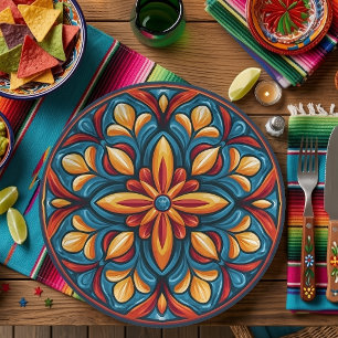 Farbenfrohe mexikanische Talavera-Fiesta Pappteller