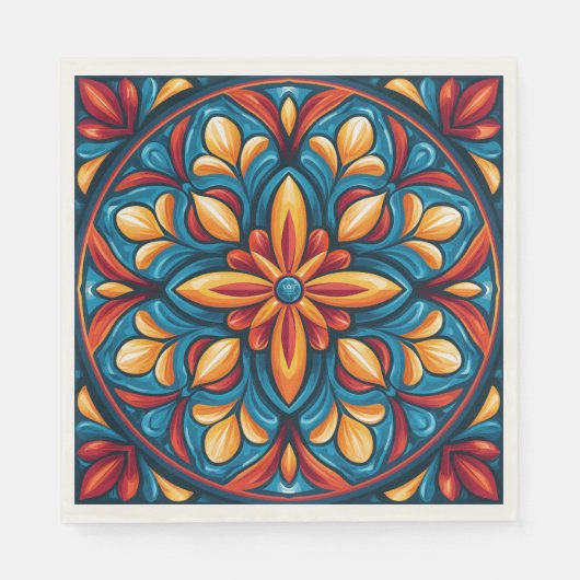 Farbenfrohe mexikanische Talavera-Fiesta Serviette (Vorderseite)