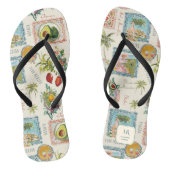 Farbenfrohe mexikanische Travel Print Monogram Badesandalen (Fußbett)