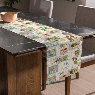 Farbenfrohe mexikanische Travel Print Monogram Kurzer Tischläufer