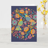 Farbenfrohe mexikanische Volkskunst Vögel und Blum Karte (Gelbe Blume)
