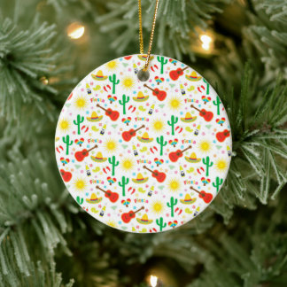Farbenfrohe mexikanische Weihnachtsdekoration Keramik Ornament