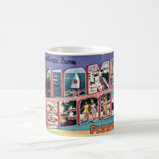 Farbenfrohe Miami Beach Gruß Kaffeetasse (Mittel)