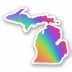 Farbenfrohe Michigan-Regenbogengrafie Aufkleber