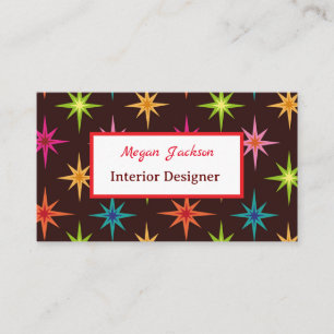 Farbenfrohe Mid Century Atomic Starbursts Custom  Visitenkarte