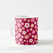 Farbenfrohe Milchfloral Retro Muster Rosa Rot Kaffeetasse (Vorderseite Links)
