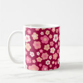 Farbenfrohe Milchfloral Retro Muster Rosa Rot Kaffeetasse (Links)
