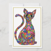 Farbenfrohe Millefiori Kat Monogram Name Stationie Mitteilungskarte (Rückseite)