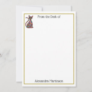 Farbenfrohe Millefiori Kat Monogram Name Stationie Mitteilungskarte