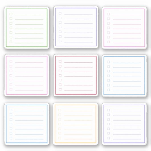 Farbenfrohe Mini Checklist Plane Aufkleber (Vorderseite)