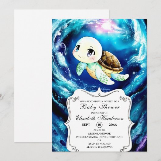 Farbenfrohe Mini-Kinderdusche Einladung (Vorne/Hinten)