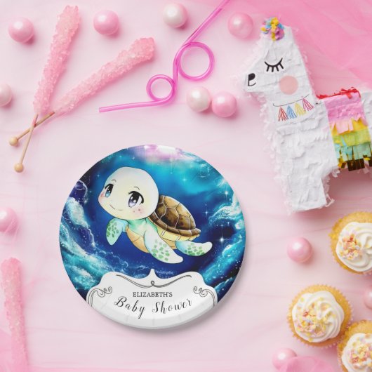 Farbenfrohe Mini-Kinderdusche Pappteller (Party)