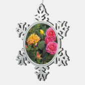 Farbenfrohe Miniatur-Rose Schneeflocken Zinn-Ornament (Rechts)