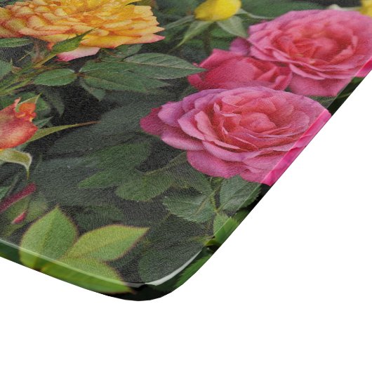 Farbenfrohe Miniatur-Rose Schneidebrett (Ecke)